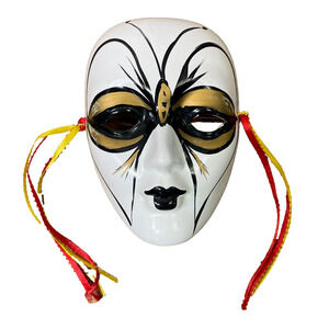 Vintage Ceramic Wall Mask Art Deco Wall Hanger Opera Theatre Musical HandPainted